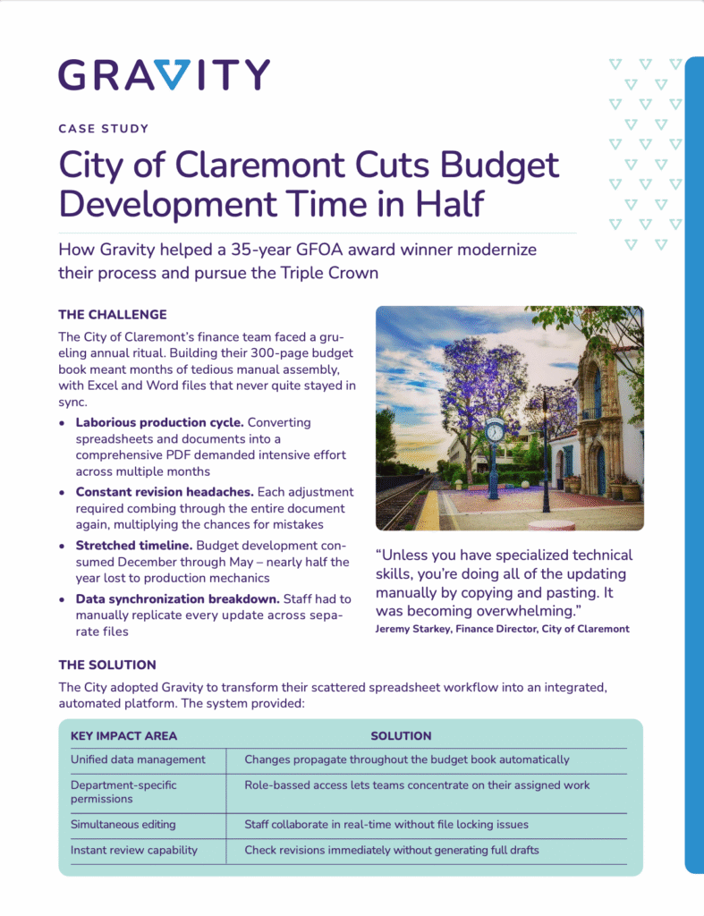 City of Claremont budget book case study